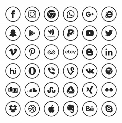 4photoshopir-icon-Social-media-bw-آیکون شبکه های اجتماعی سیاه و سفید